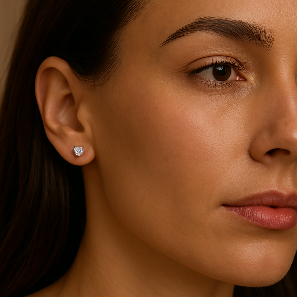 Pendientes de diamantes en forma de corazón