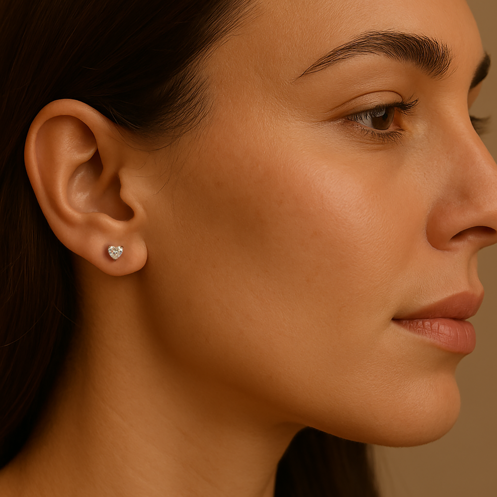 Pendientes de diamantes en forma de corazón