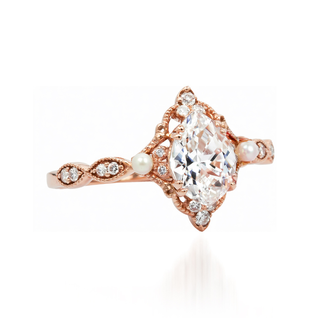 Vintage Diamond & Pearl Halo Ring