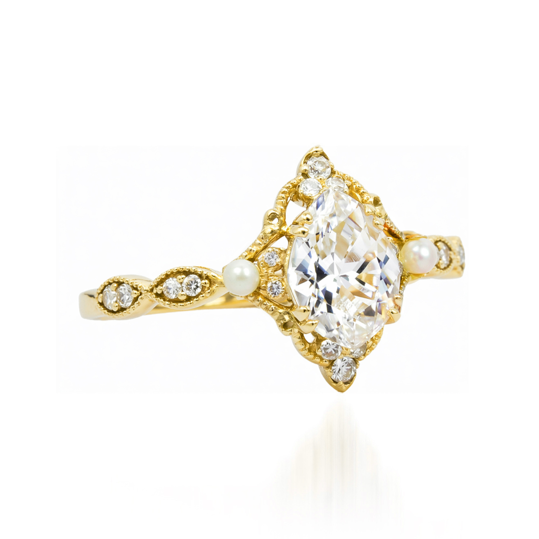 Vintage Diamond & Pearl Halo Ring