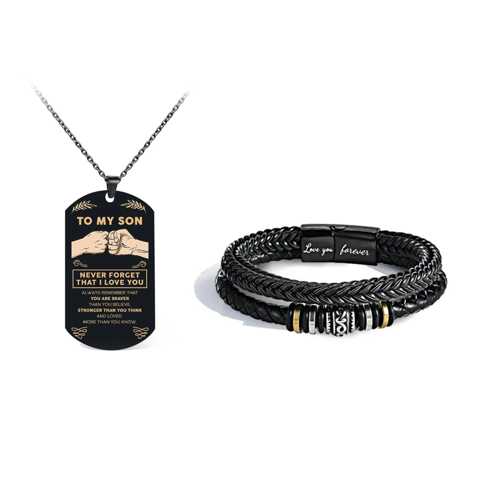 To My Son | Love You Forever | Necklace & Bracelet Gift Bundle