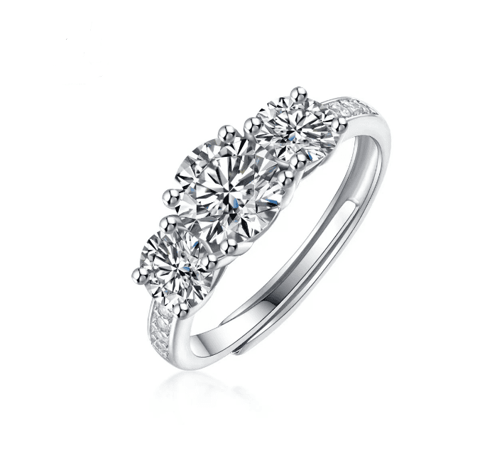 The Majestic: Round-Cut Stone Cluster Moissanite Ring - S925