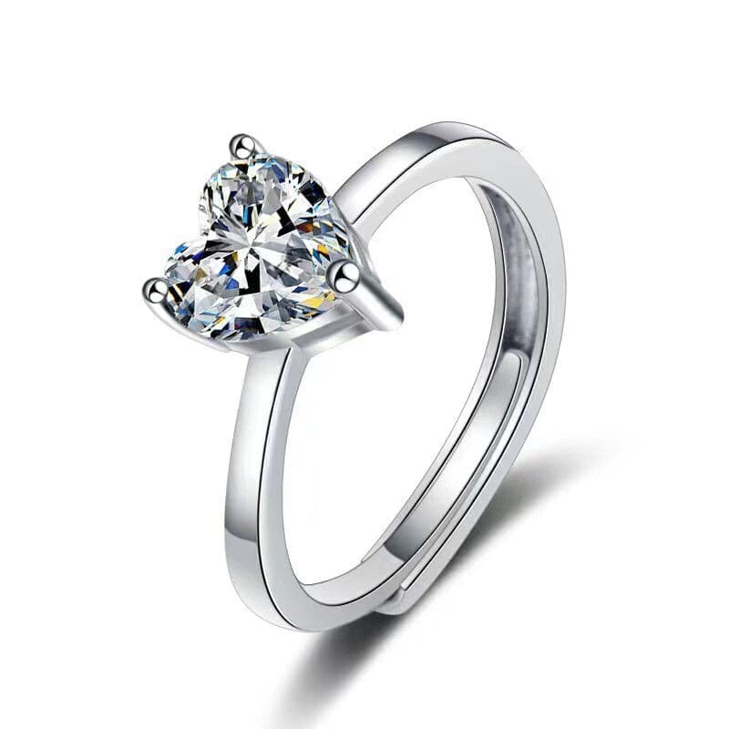 The Lovely: Heart Moissanite Ring - S925 Sterling Silver