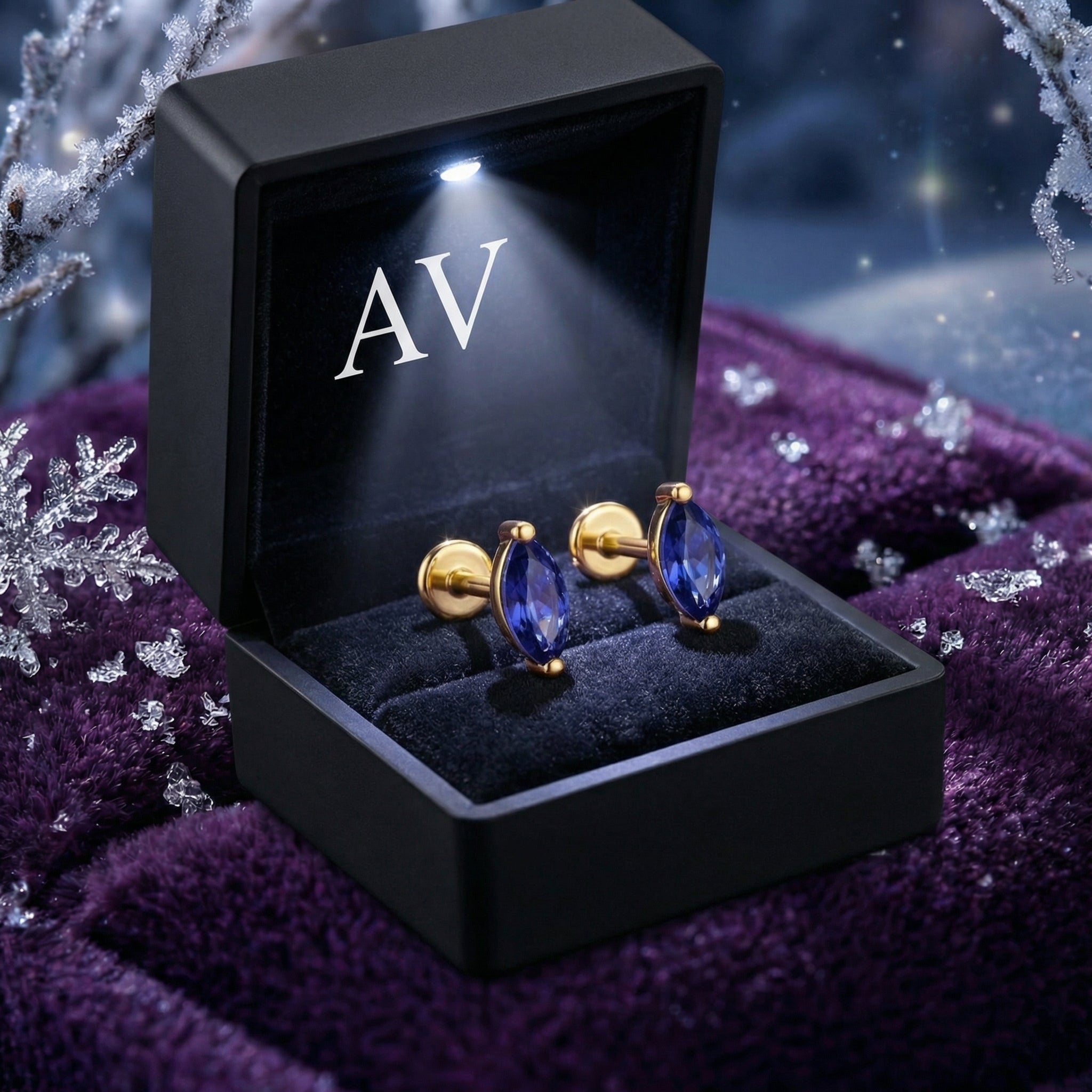 YLQ4183-Marquise-DEC-tanzanite - Premium LED Gift Box Presentation