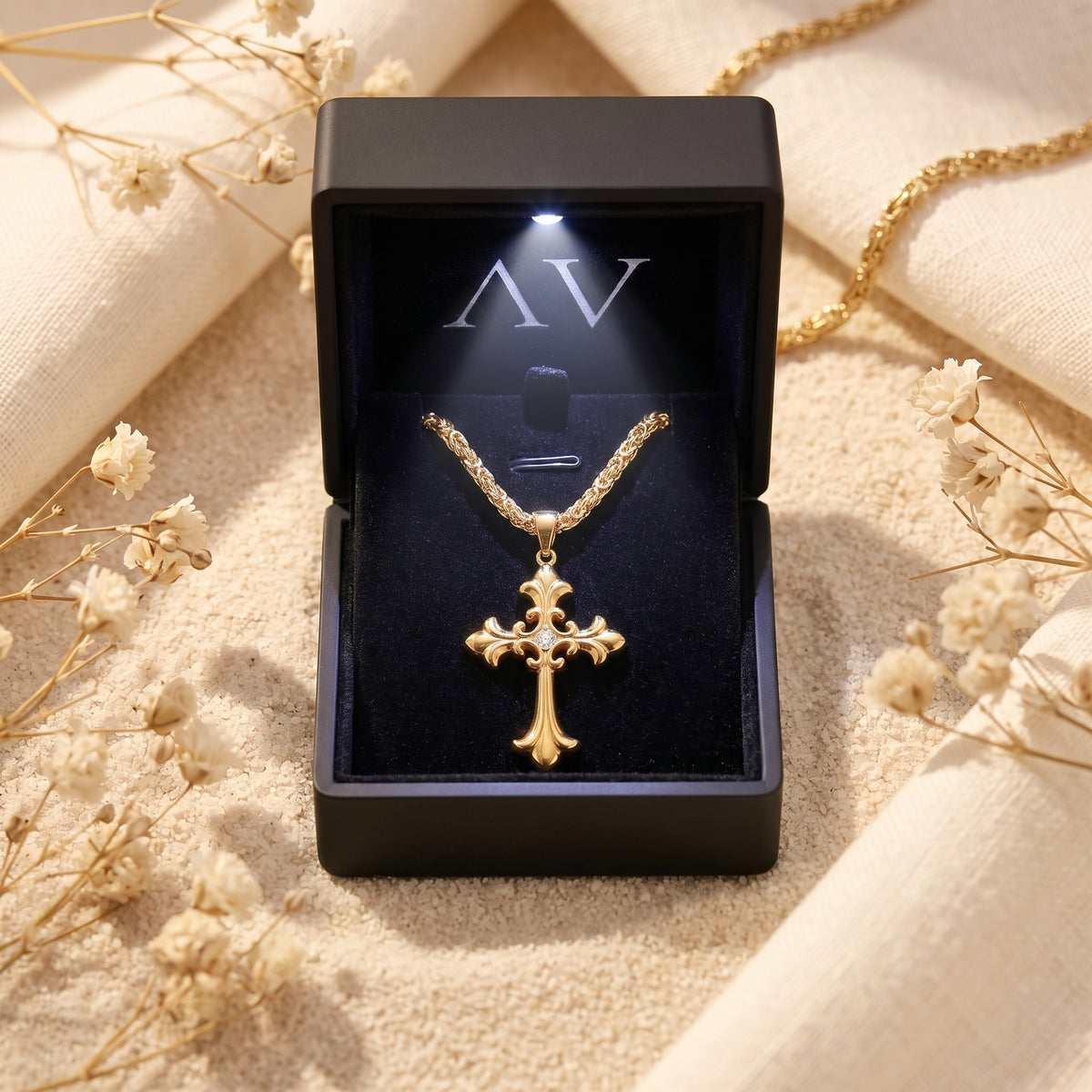 YLQ49569-cross necklace - Premium LED Gift Box Presentation