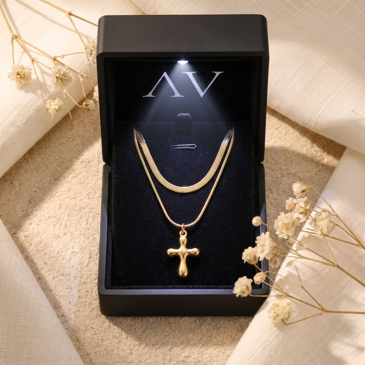 YLQ49574-cross necklace - Premium LED Gift Box Presentation
