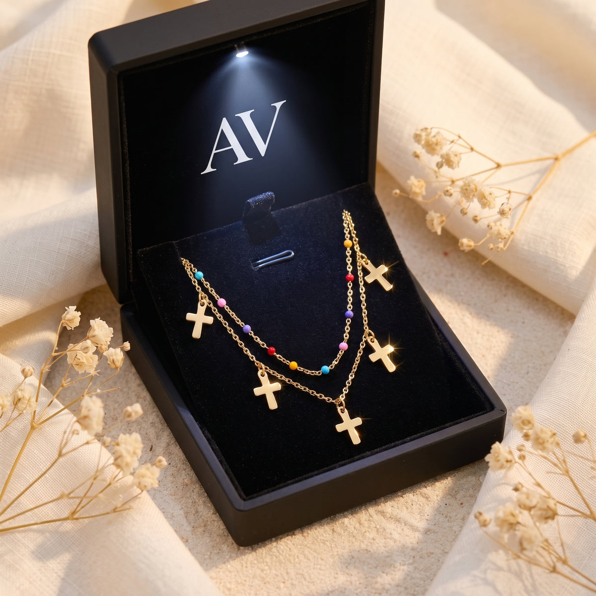 YLQ49594-cross necklace - Premium LED Gift Box Presentation