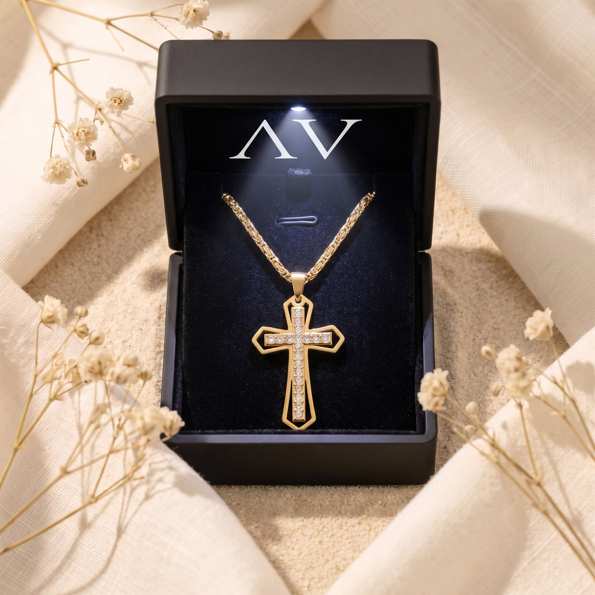 YLQ49663-cross necklace - Premium LED Gift Box Presentation