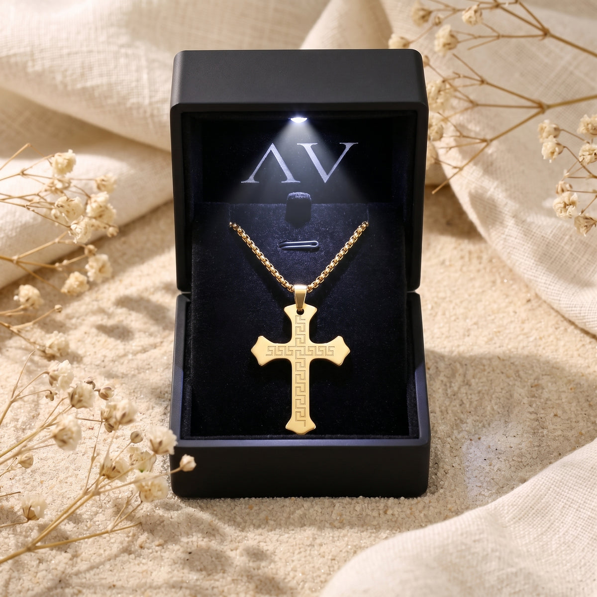 YLQ49676-cross necklace - Premium LED Gift Box Presentation