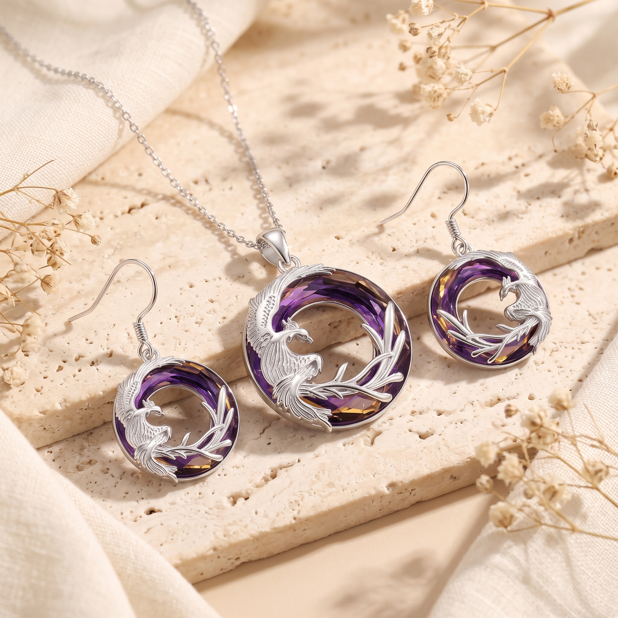 Phoenix Crystal Necklace | 925 Sterling Silver