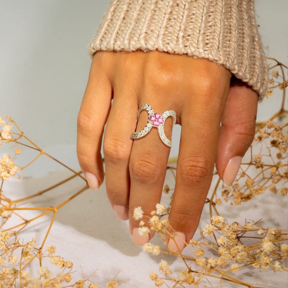 Pink Serenity: Infinity Love Loop Ring - S925 Sterling Silver