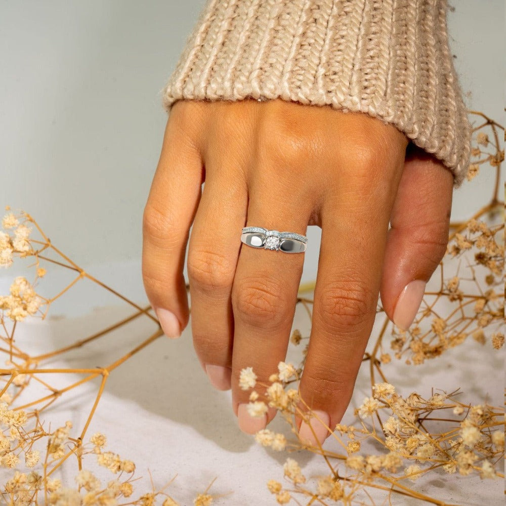 Regal Radiance: anillo de dos piezas Tiara - Plata de ley S925 