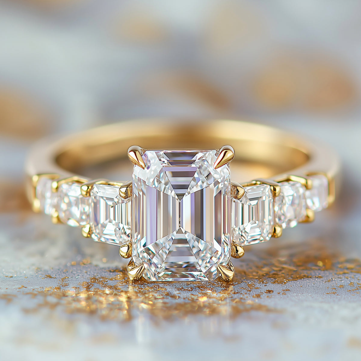 Ring Shop Nora Jane 1CT Emerald Cut Moissanite Diamond Engagement Ring | 18K Gold ...