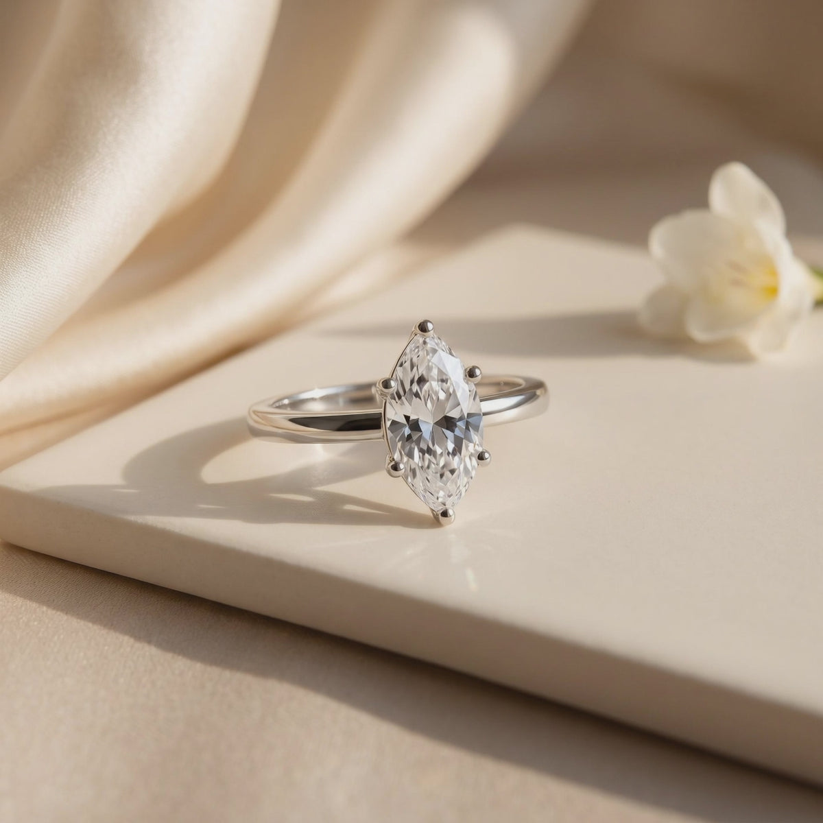 1CT Marquise Cut Solitaire Moissanite Ring — Hero video (10 seconds)