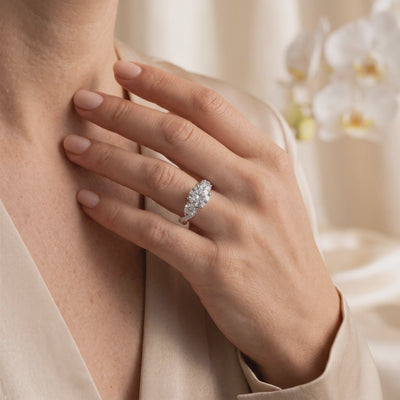 Vintage 3-Stone Round Cut Moissanite Ring — Lifestyle video (10 seconds)