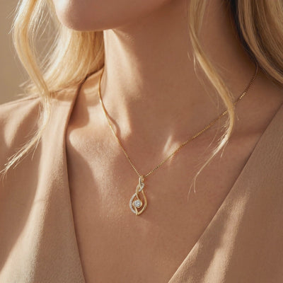 Anneliese moissanite pendant necklace in solid gold.