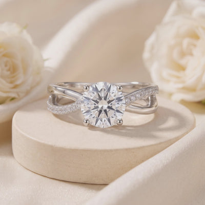 Twist Pavé 1CT Round Cut Moissanite Ring — Hero video (10 seconds)