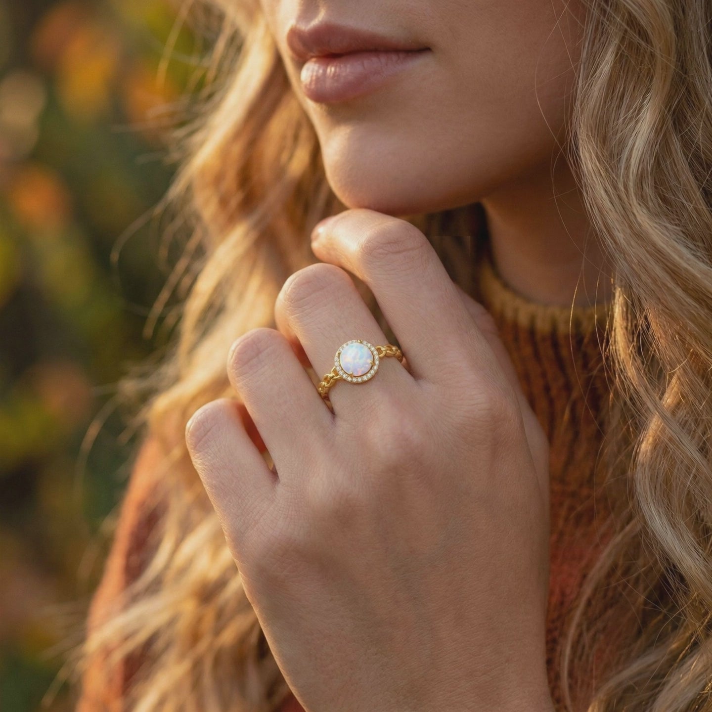 Video of a solid gold natural opal ring.