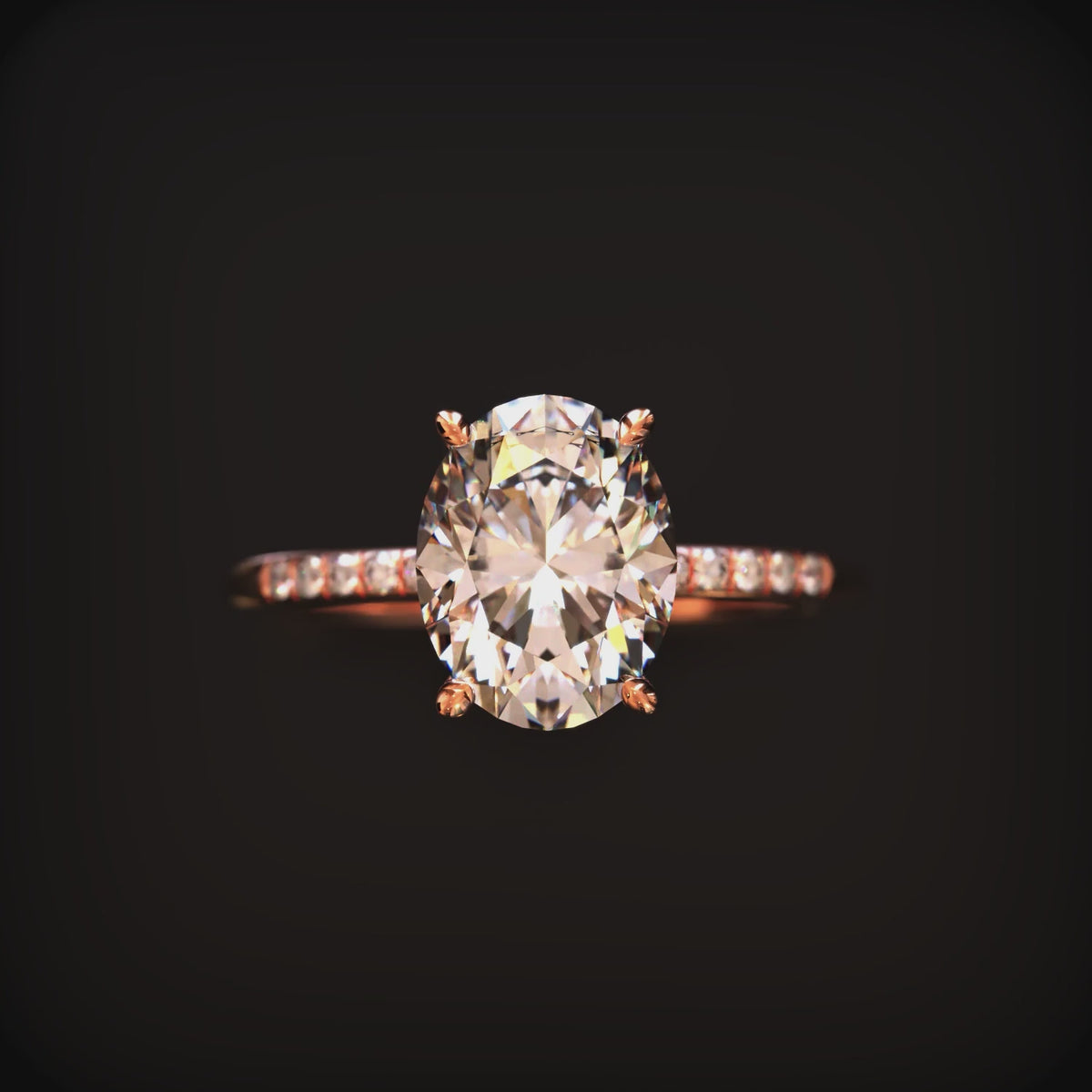 Video of the Opaline 1CT oval-cut moissanite ring in solid gold.