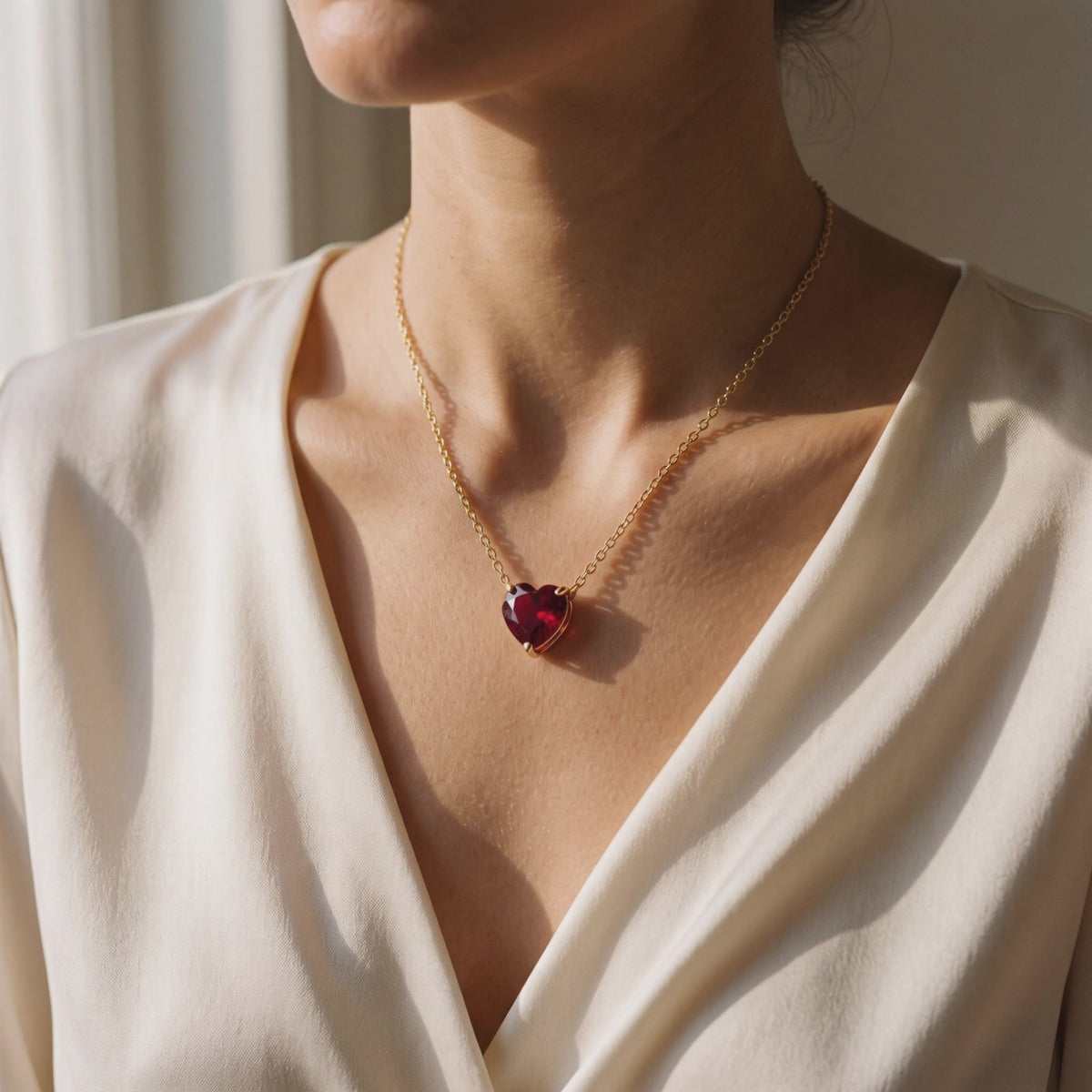 Royal Red Diamond Heart Necklace — Lifestyle video (10 seconds)