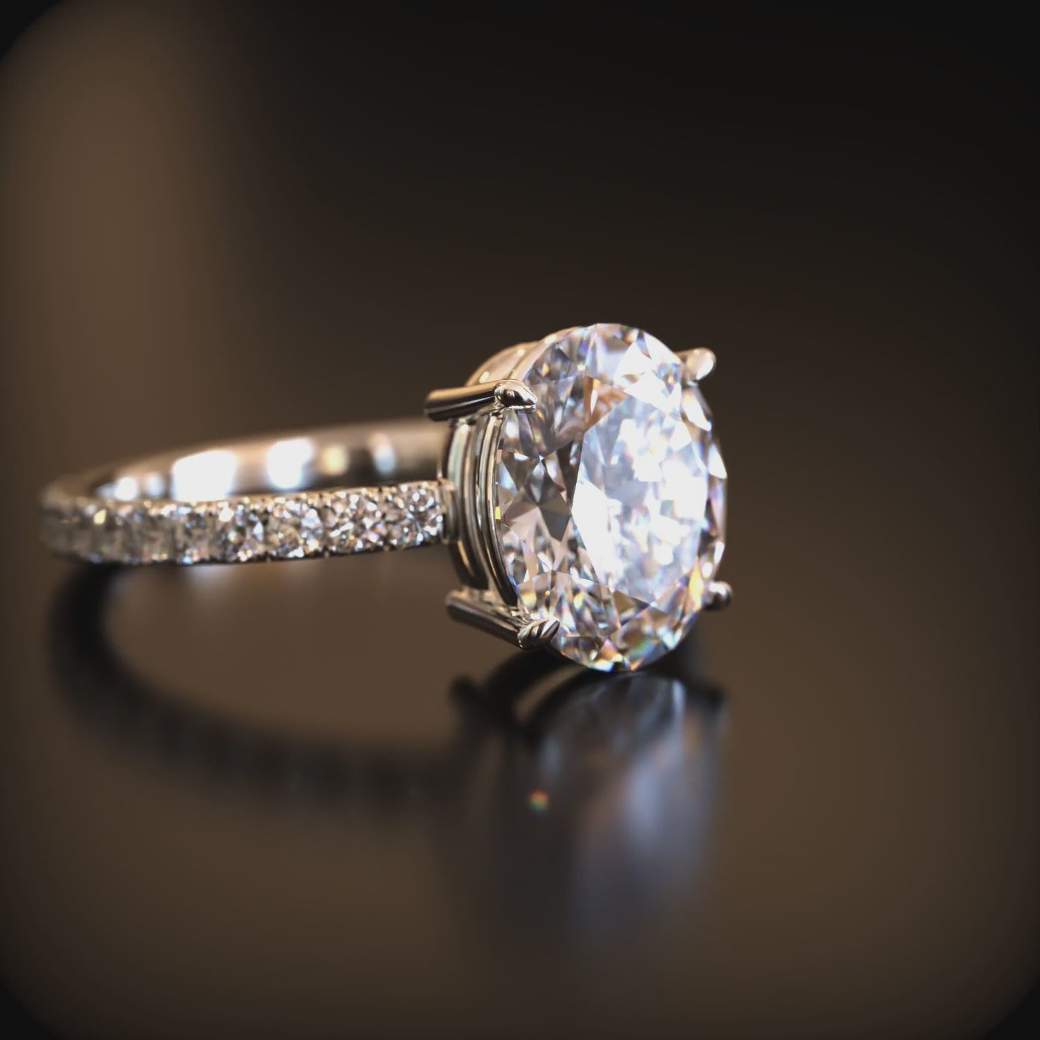 14K solid white gold ring with moissanite stones