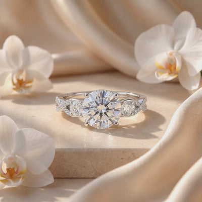 Vintage 3-Stone Round Cut Moissanite Ring — Hero video (10 seconds)