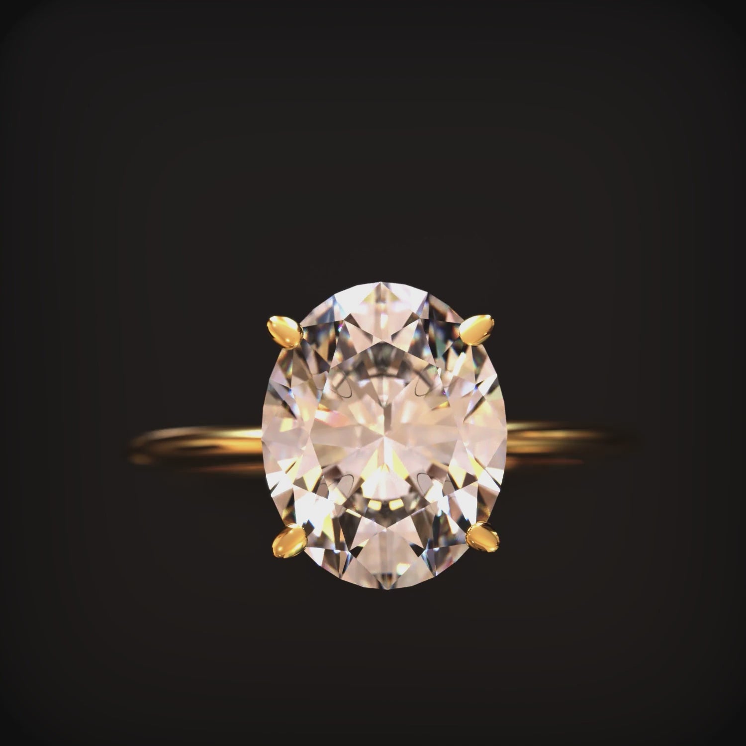 The Bella oval moissanite solitaire ring in 14K solid gold.