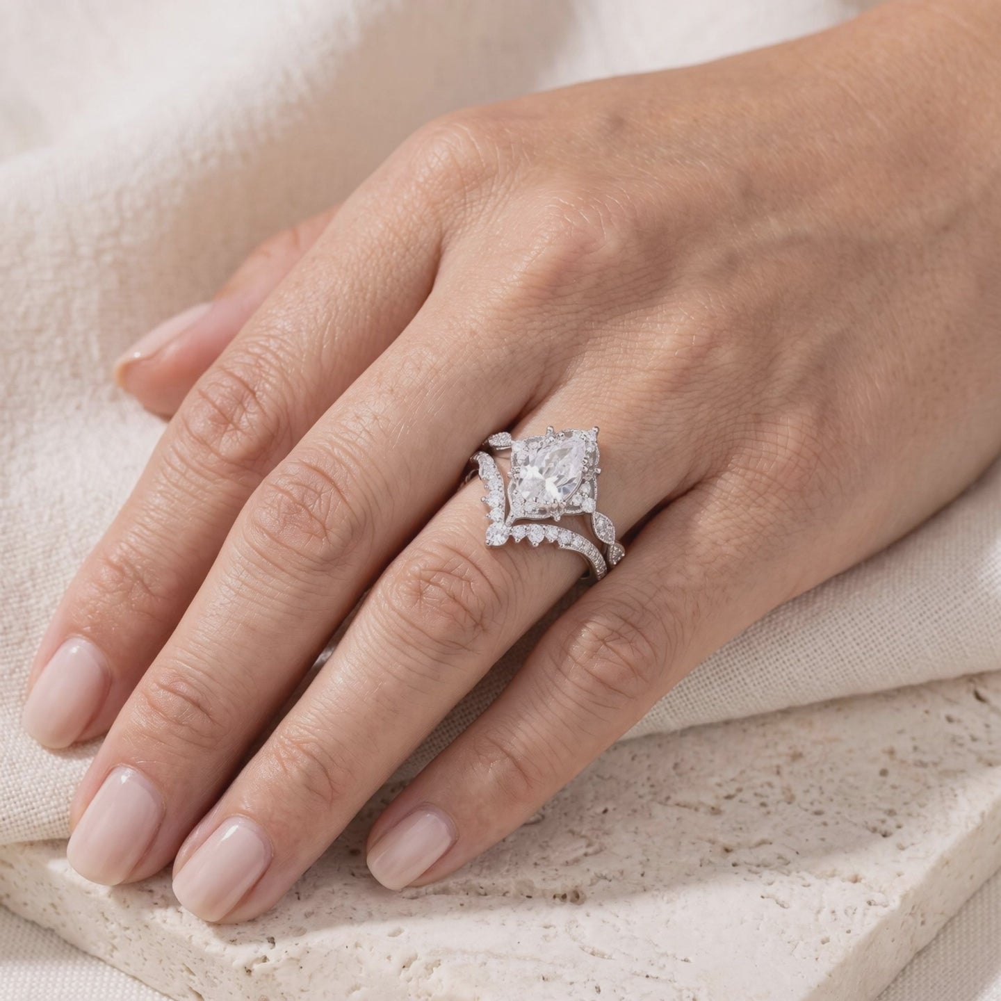 Vintage Pear Cut Diamond Ring — Lifestyle video (10 seconds)