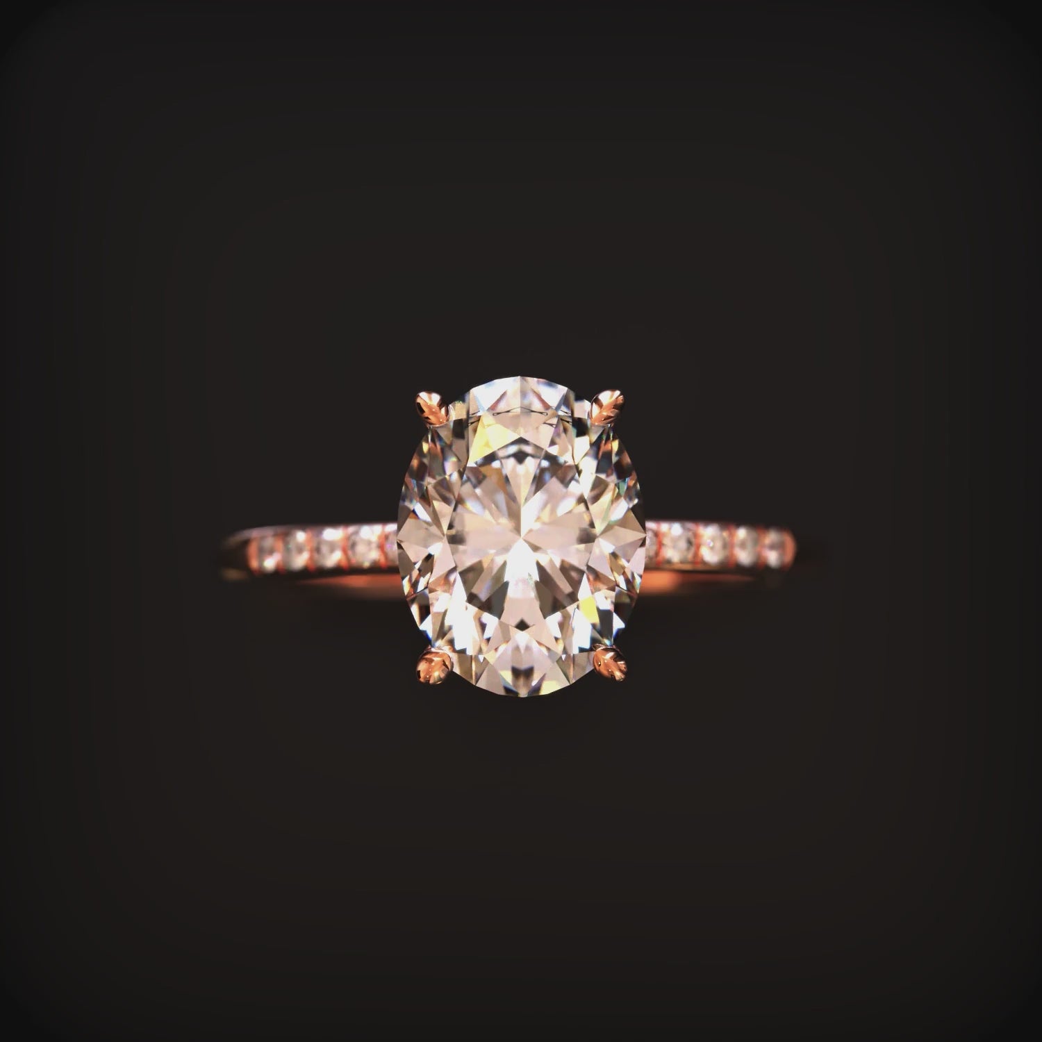 The Opaline 2-carat oval moissanite ring in solid gold.