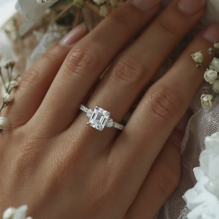 The Nova Elise emerald-cut moissanite solid gold ring