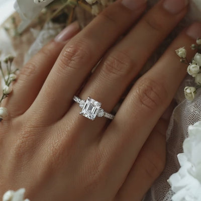 The Nova Elise emerald-cut moissanite solid gold ring