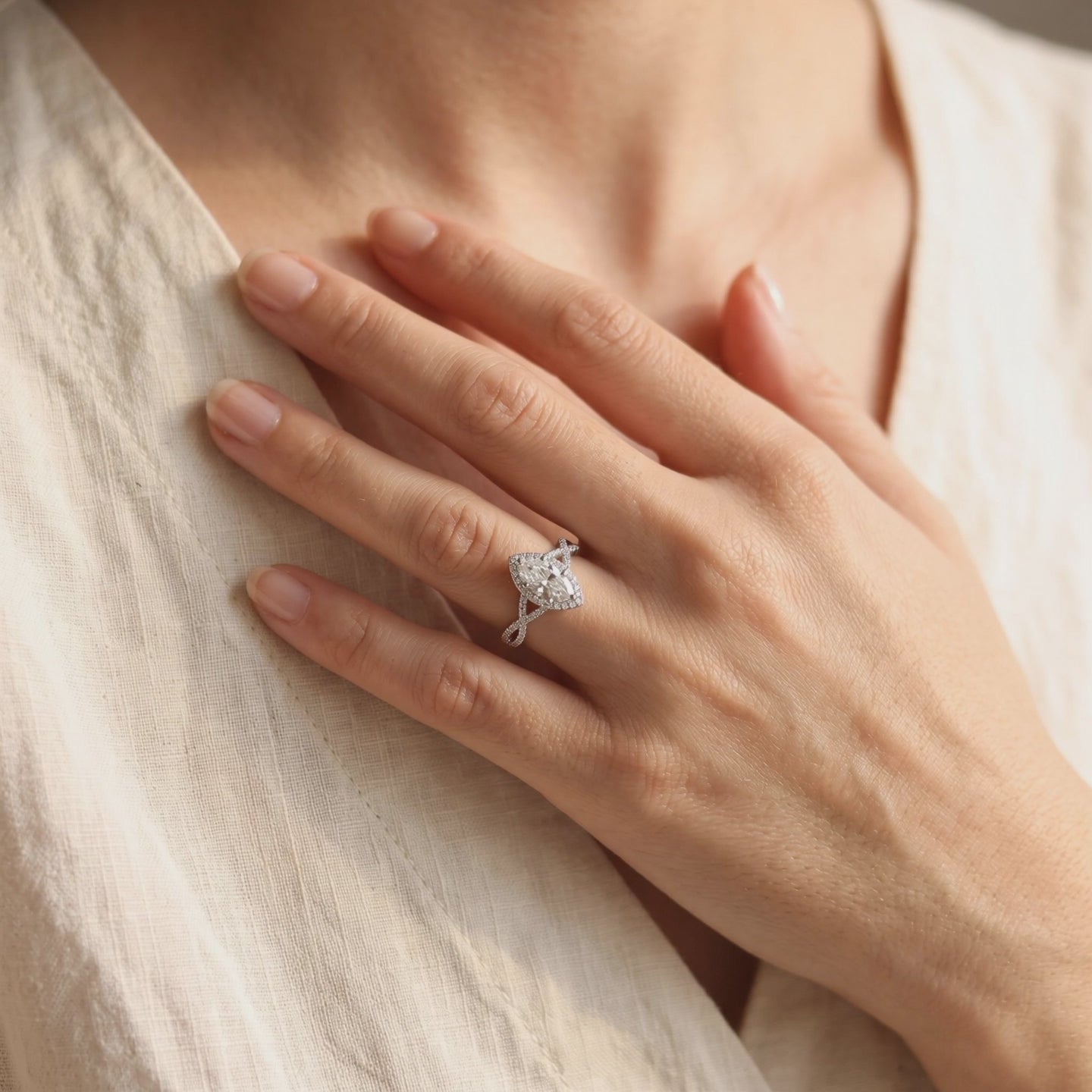 1CT Marquise Cut Infinity Moissanite Ring — Lifestyle video (10 seconds)