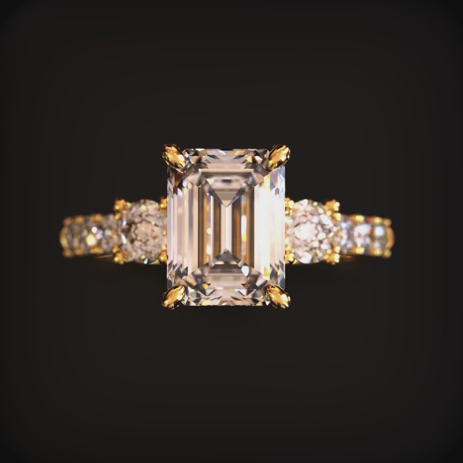The Nova Elise emerald-cut moissanite solid gold ring