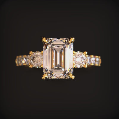 The Nova Elise emerald-cut moissanite solid gold ring