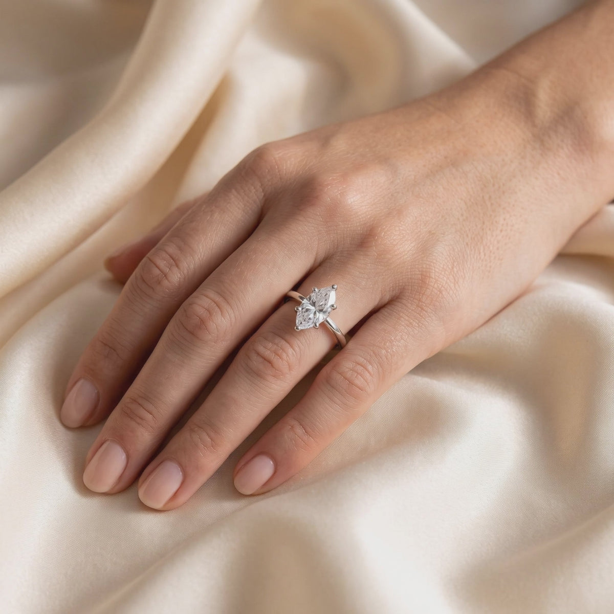 1CT Marquise Cut Solitaire Moissanite Ring — Lifestyle video (10 seconds)