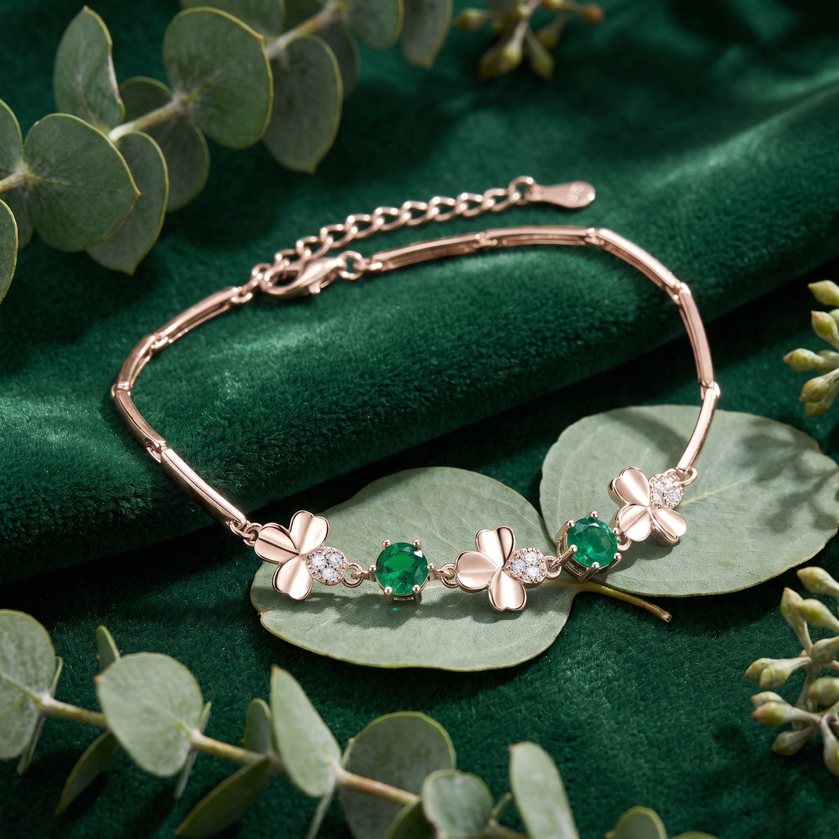 the-aurelise-clover-bracelet-s925-sterling-silver in rose gold finish