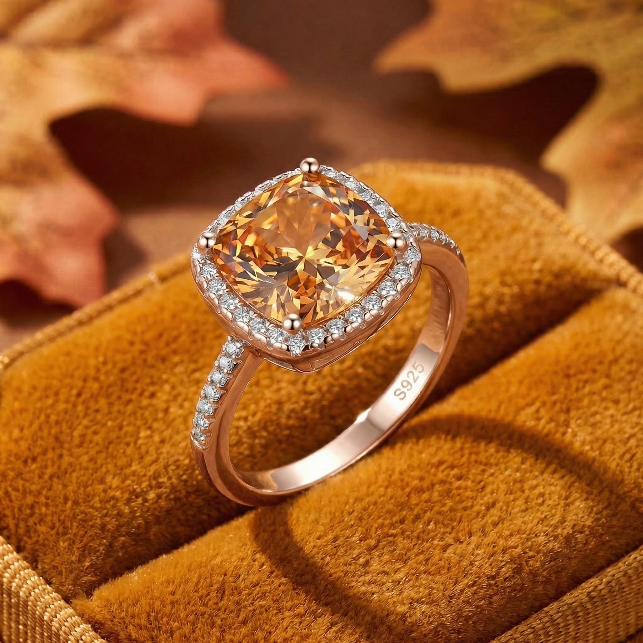 the-bellaraea-cushion-ring-s925-sterling-silver in rose gold finish