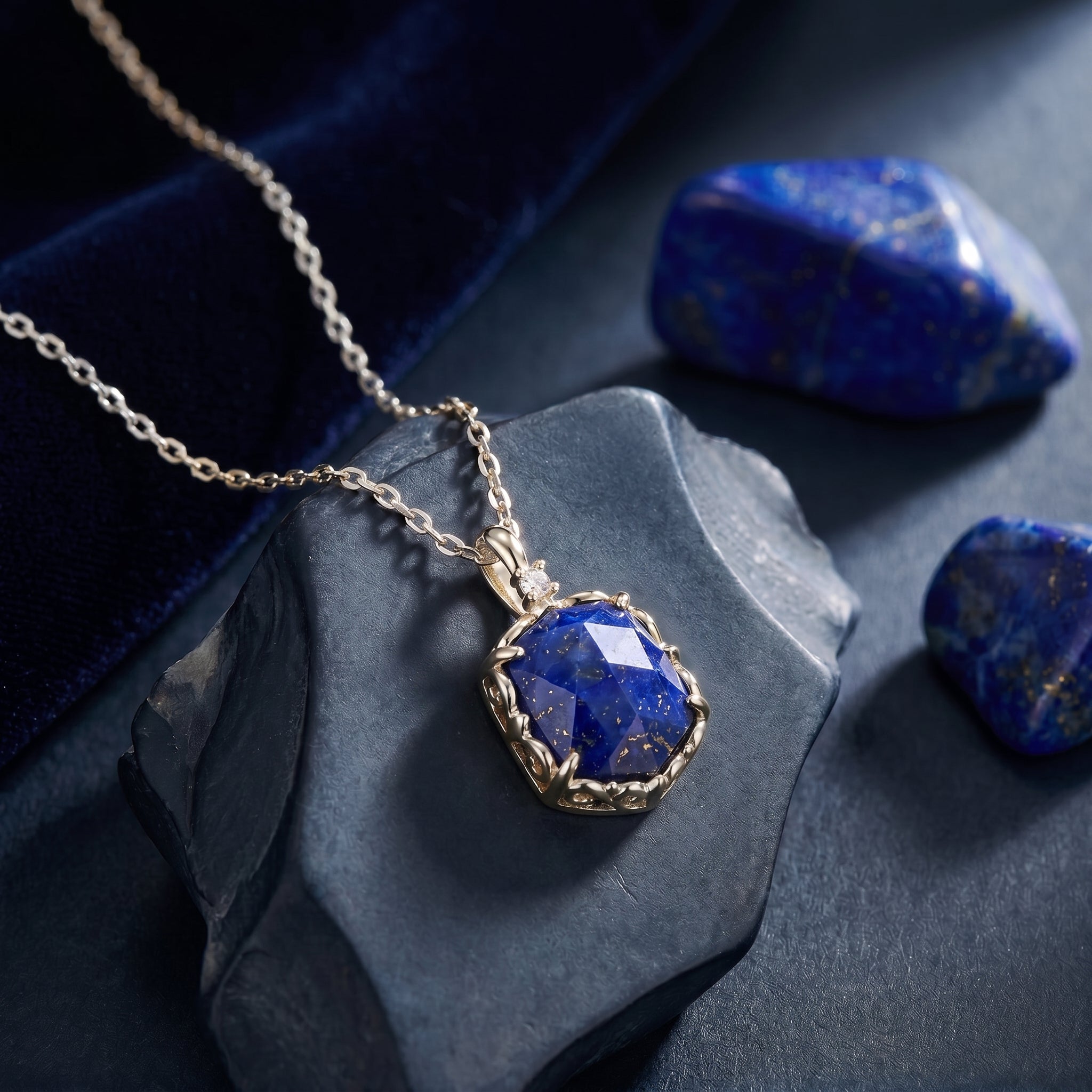 the-celestial-hex-natural-lapis-necklace in finish