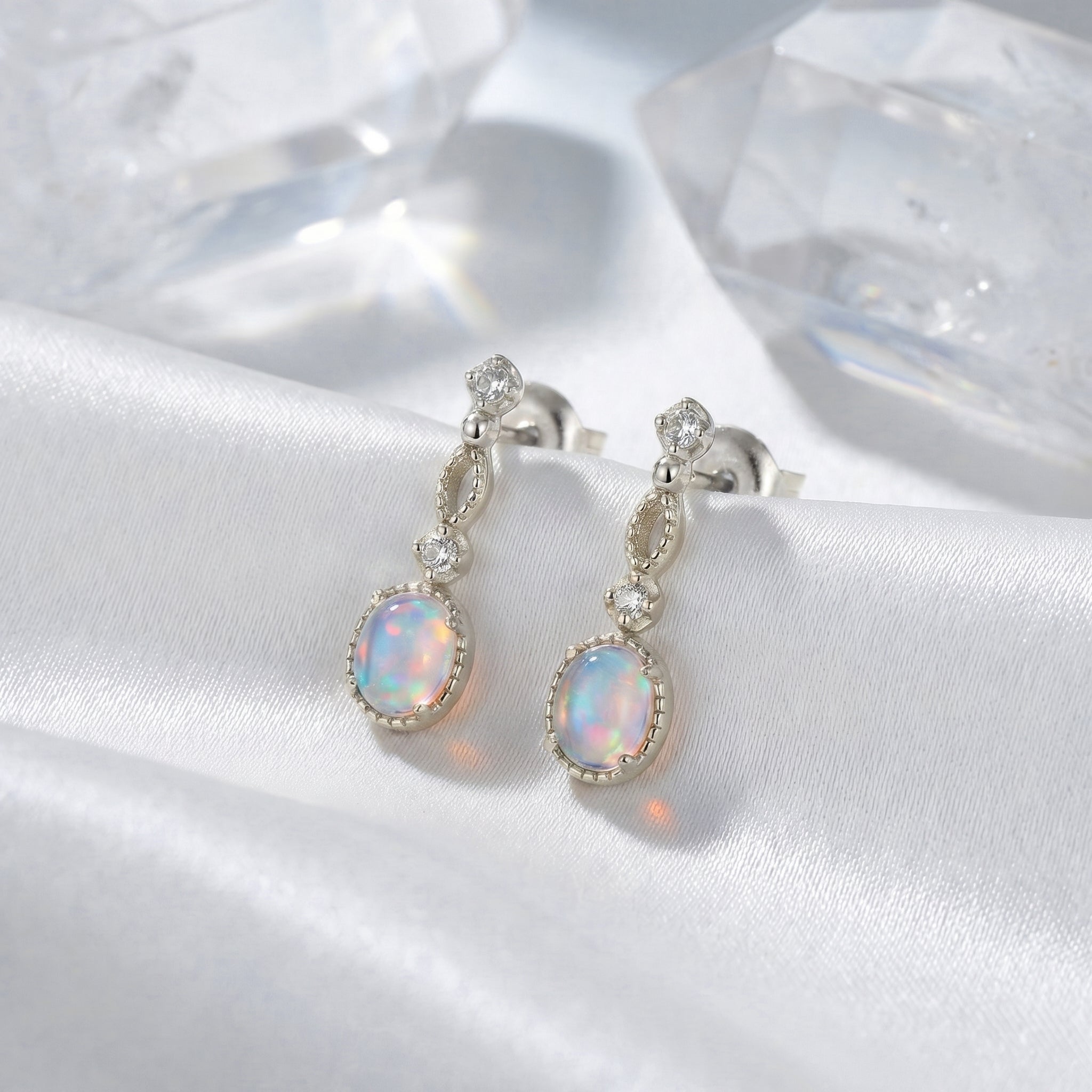 the-lorelei-oval-earrings in silver finish