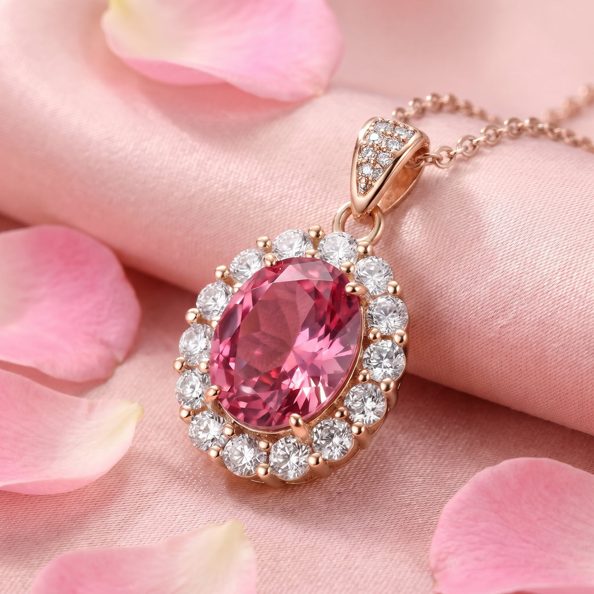the-octavia-halo-pendant-s925-sterling-silver in rose gold finish