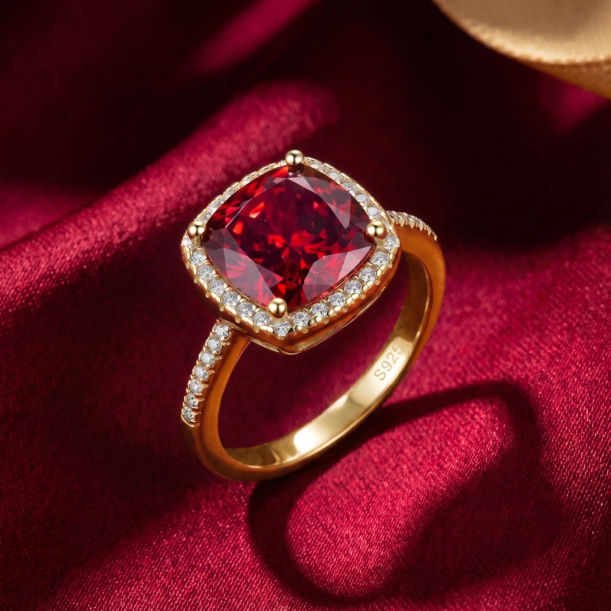 the-rosamund-cushion-ring-s925-sterling-silver in gold finish