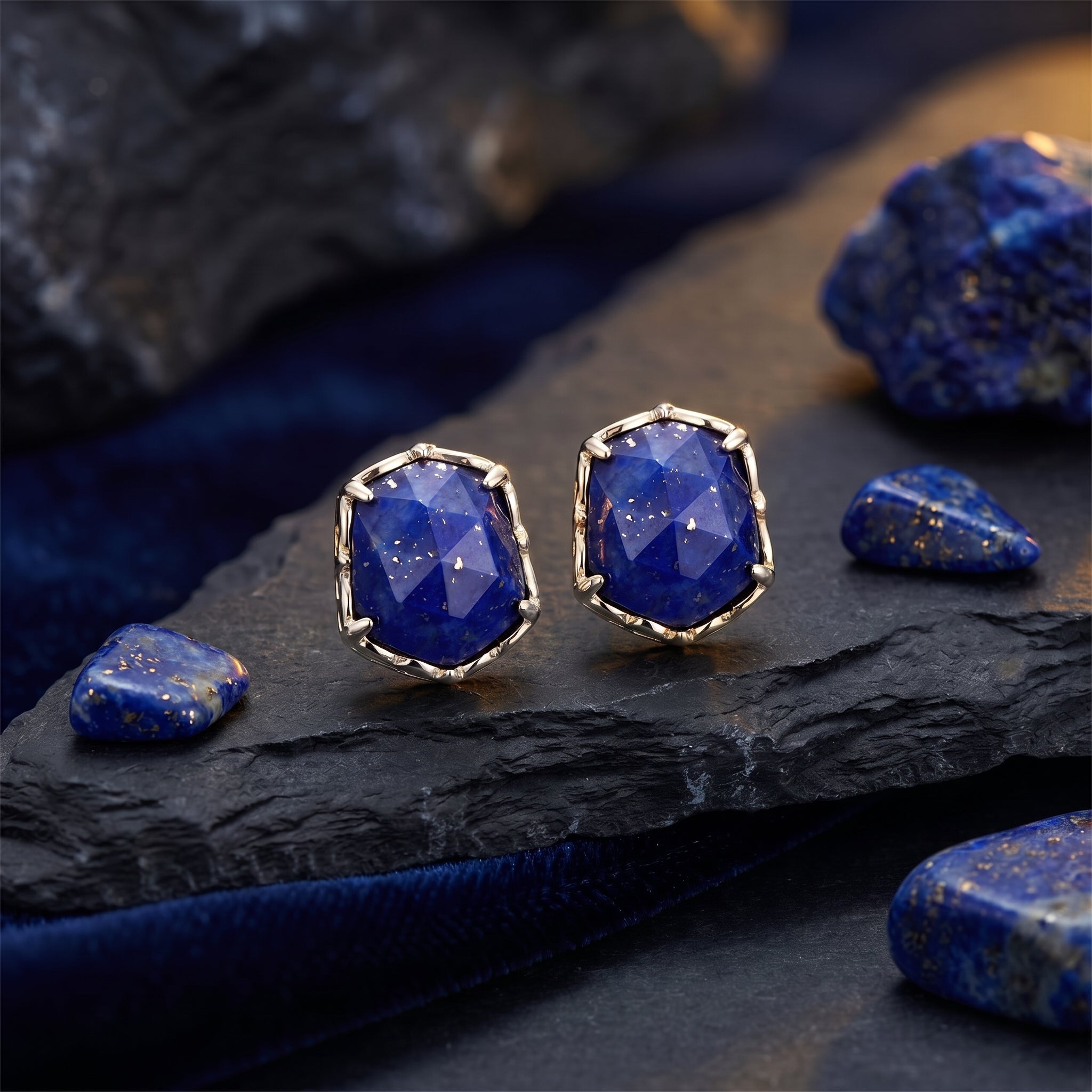 the-royal-hex-natural-lapis-earrings in finish