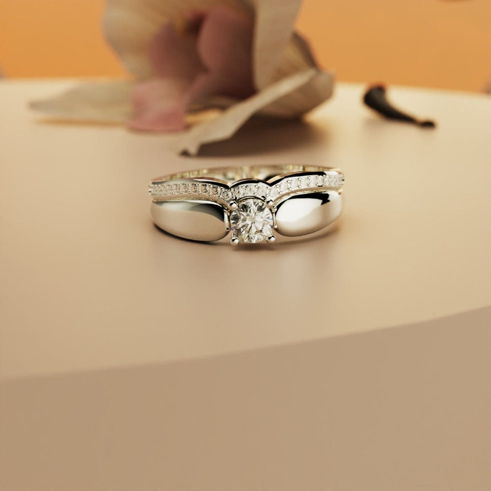 Regal Radiance: anillo de dos piezas Tiara - Plata de ley S925 