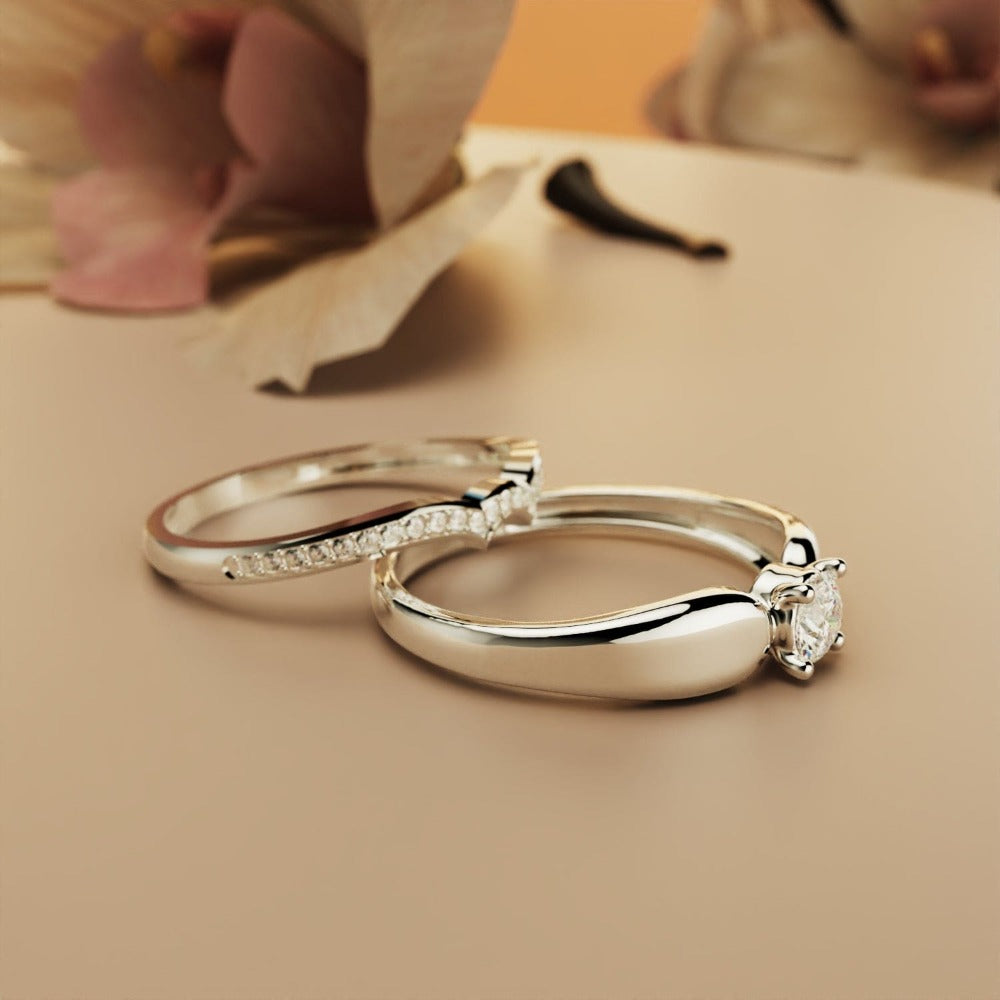 Regal Radiance: anillo de dos piezas Tiara - Plata de ley S925 