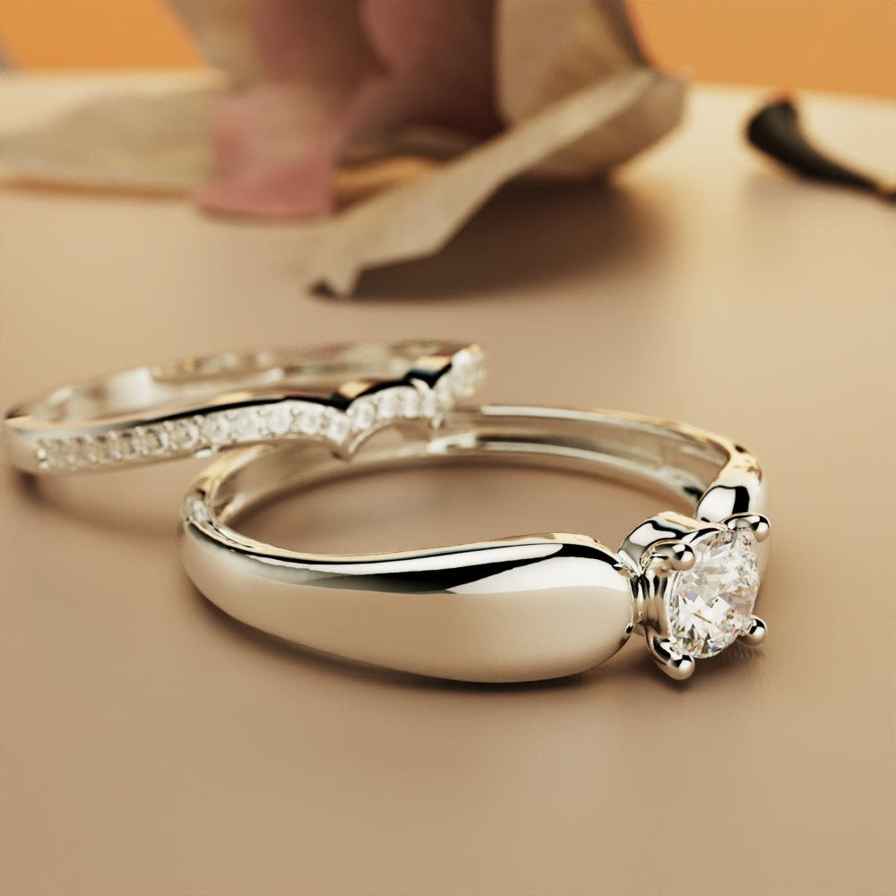 Regal Radiance: anillo de dos piezas Tiara - Plata de ley S925 