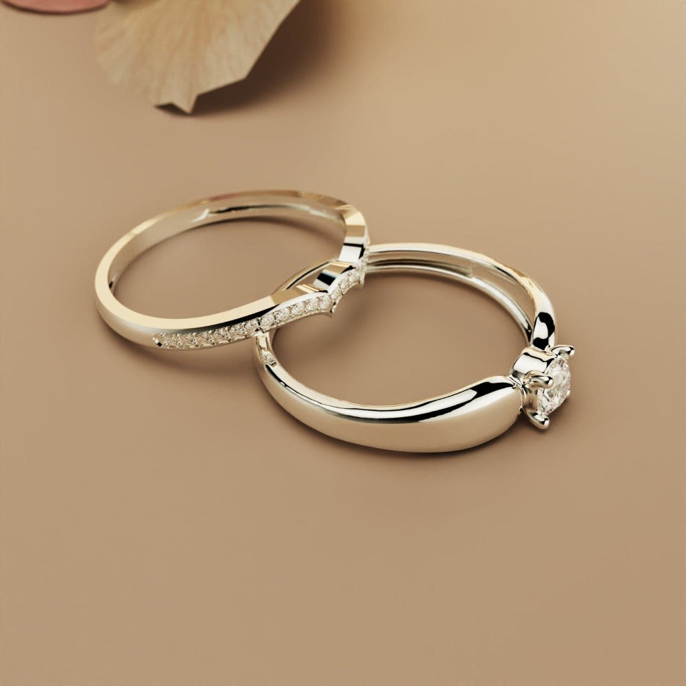 Regal Radiance: anillo de dos piezas Tiara - Plata de ley S925 