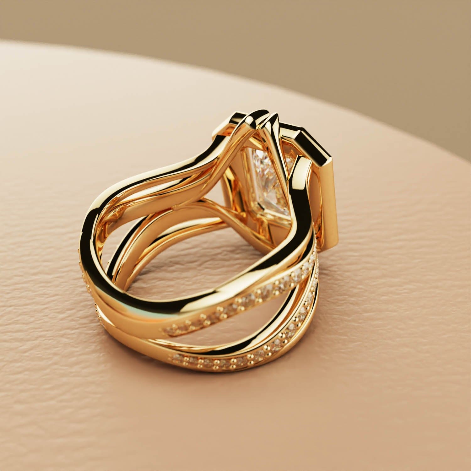 Elysian Glow: Emerald-Cut Diamond Ring - 18K Gold Vermeil