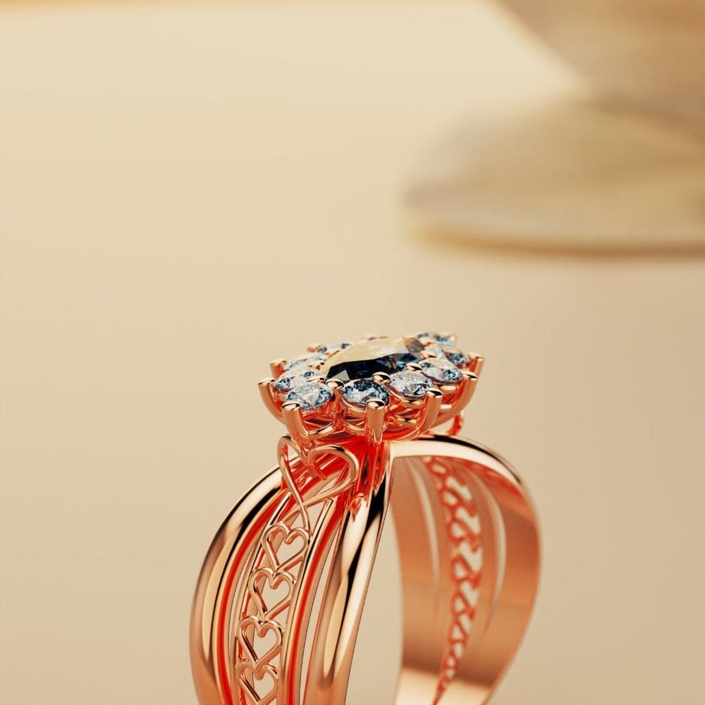 Marquise Brilliance: Gem Cluster Ring - 18K Rose Gold Vermeil