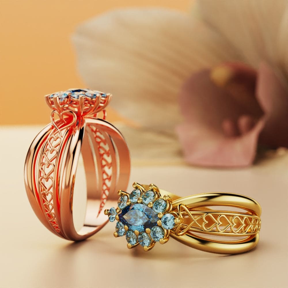 Marquise Brilliance: Gem Cluster Ring - 18K Gold Vermeil