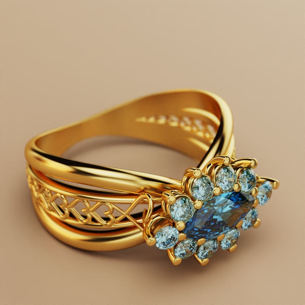 Marquise Brilliance: anillo con gemas en racimo - oro vermeil de 18 quilates